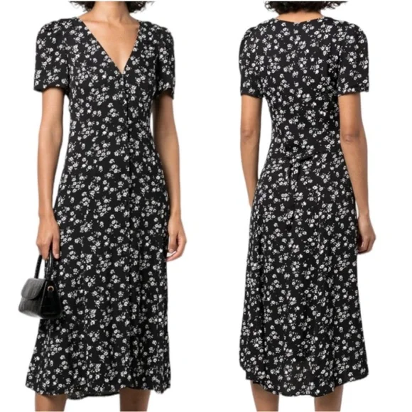 Reformation Locklin in Jasmine Black Floral Print Midi Dress - Picture 4 of 4
